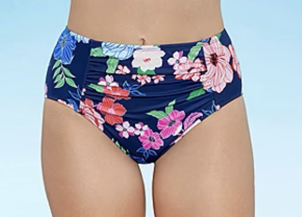 Liz Claiborne Women's Bikini Comfort Waistband Floral Brief Swimsuit Bottom 20W